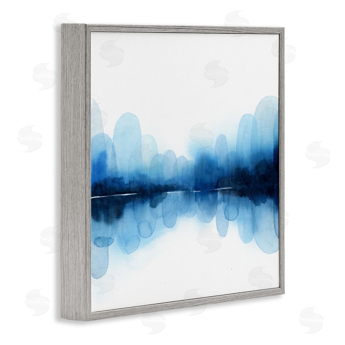 Grace Popp Reflecting Blue Arches Abstract Layered Shapes over White Gray Framed Glicee Wall Art Print