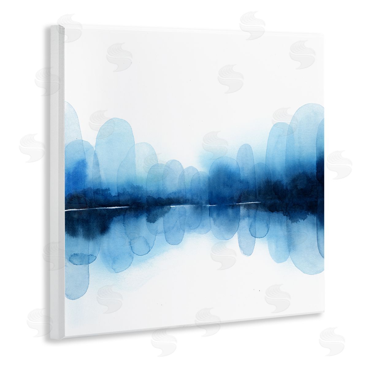 Grace Popp Reflecting Blue Arches Abstract Layered Shapes over White Wooden Wall Plaque Art Print