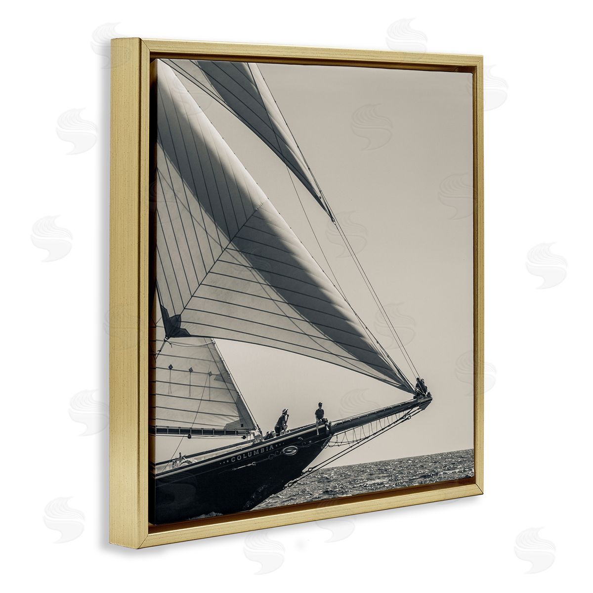 Danita Delimont Vintage Ocean Ship Photography People Resting on Bow Gold Floating Frame Canvas Wall Art Print