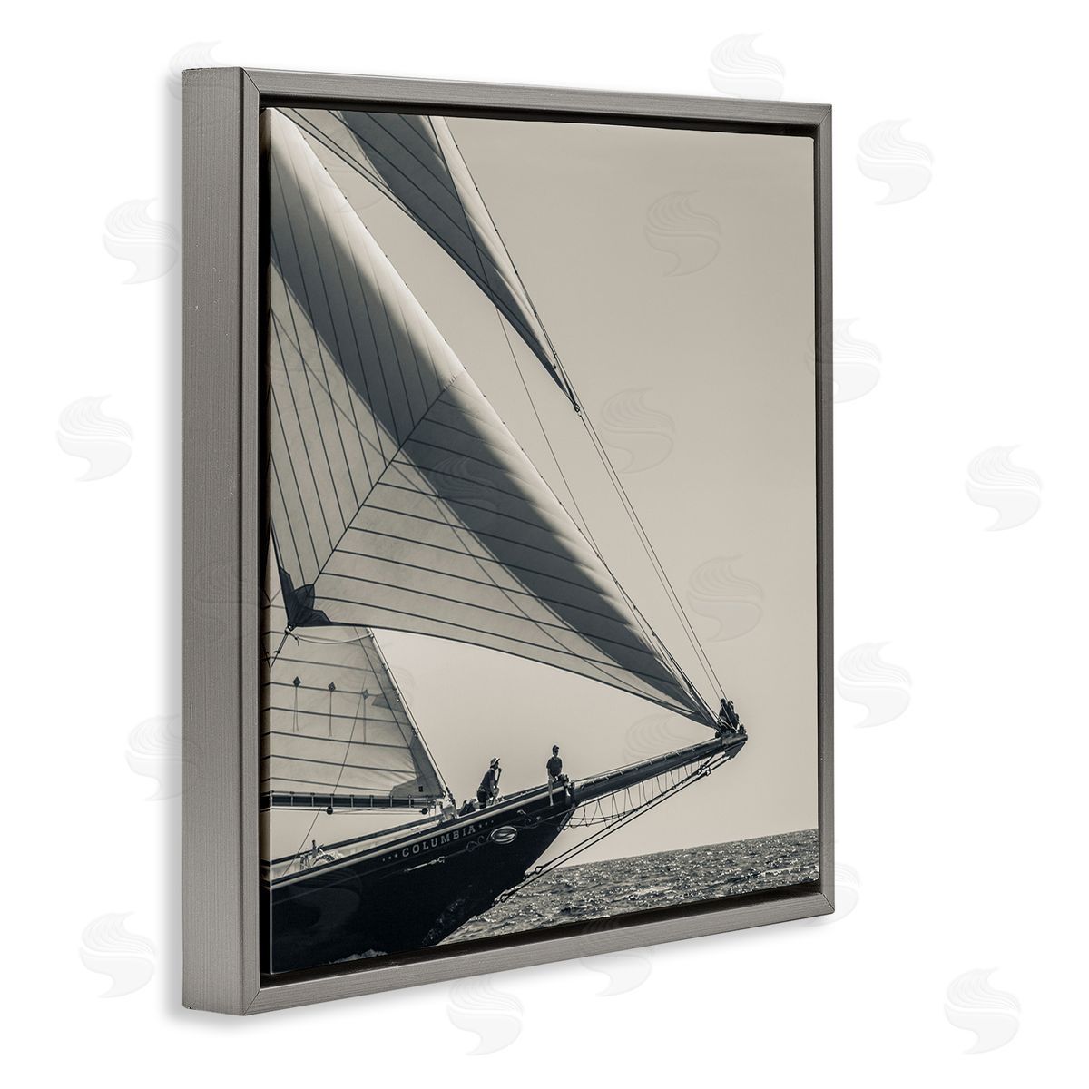 Danita Delimont Vintage Ocean Ship Photography People Resting on Bow Gray Floating Frame Canvas Wall Art Print