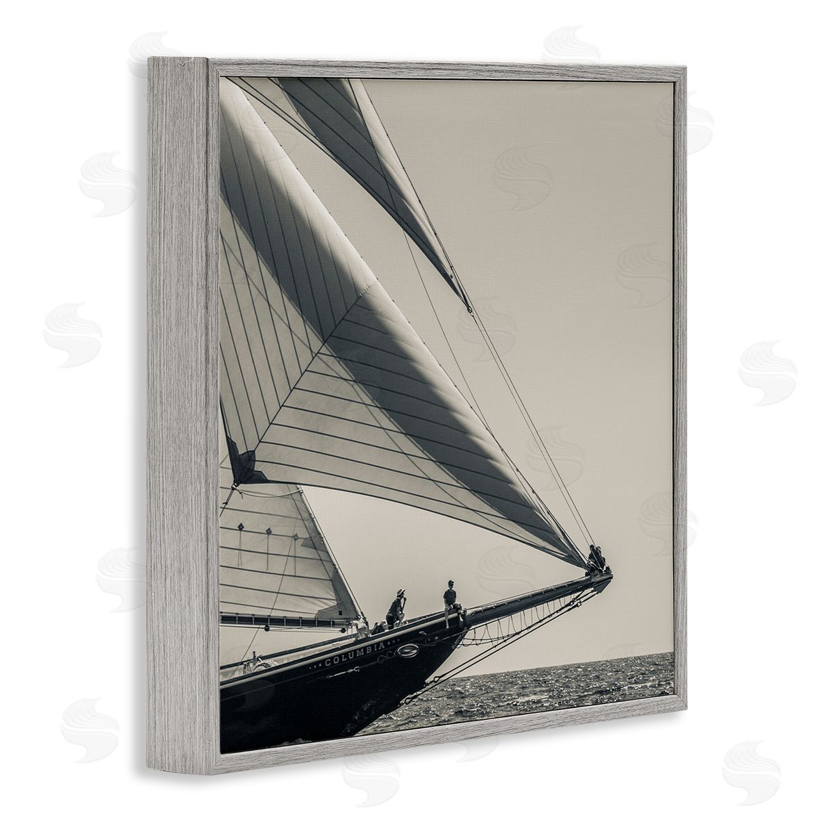 Danita Delimont Vintage Ocean Ship Photography People Resting on Bow Gray Framed Glicee Wall Art Print