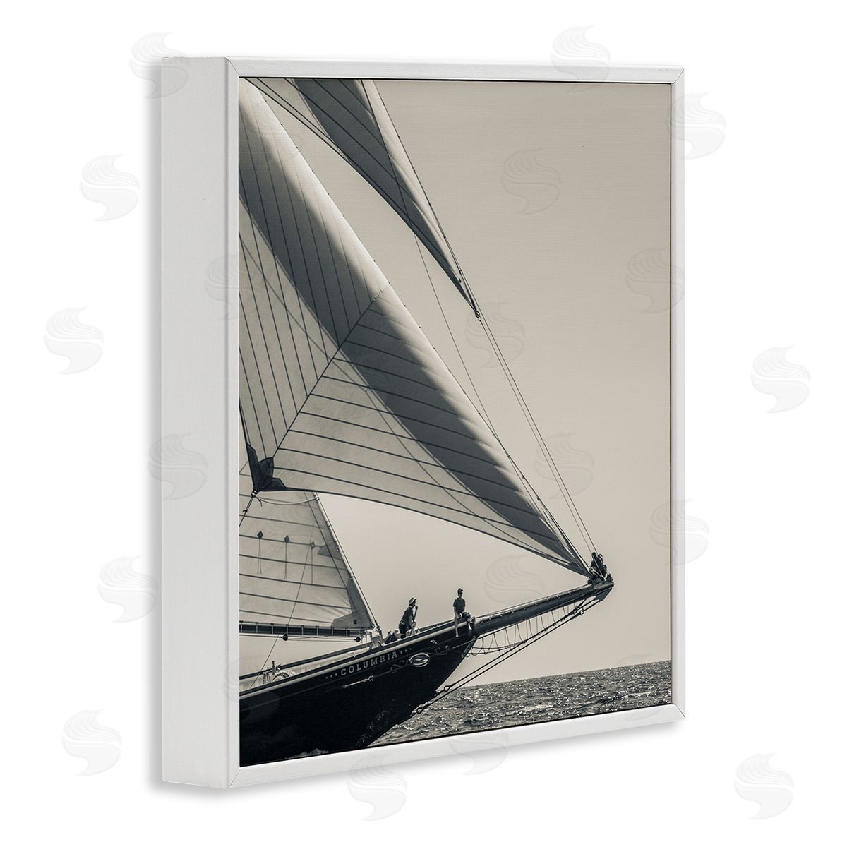 Danita Delimont Vintage Ocean Ship Photography People Resting on Bow White Framed Glicee Wall Art Print