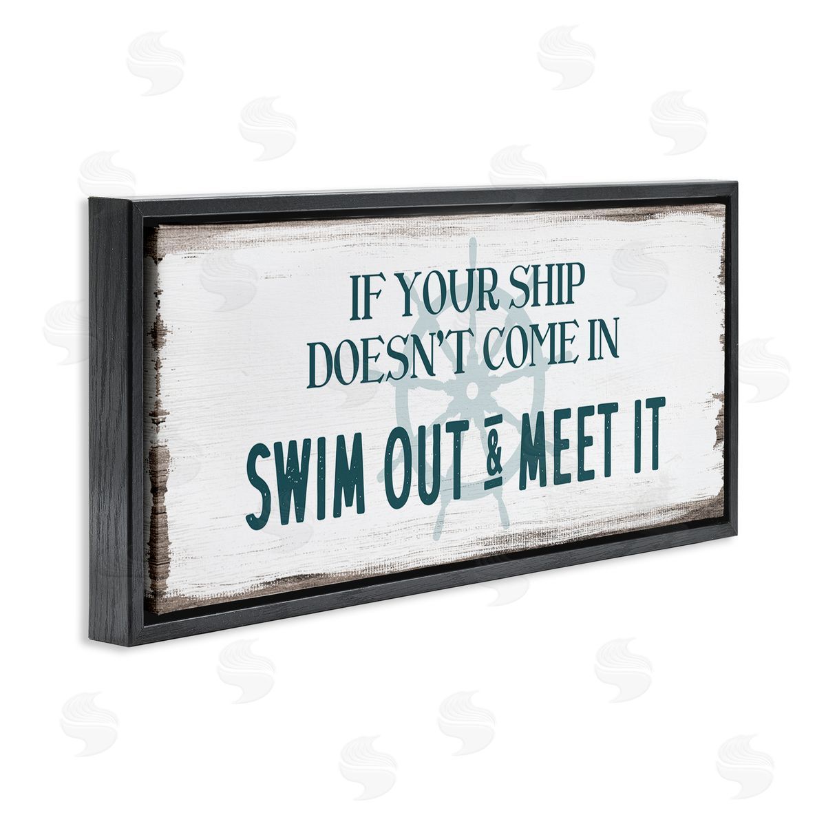 Stupell Studio Ship Swim Out Meet It Sign Nautical Wheel