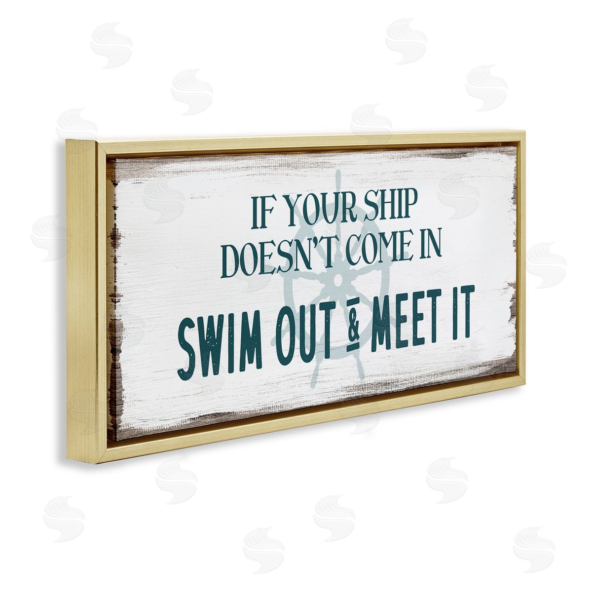 Stupell Studio Ship Swim Out Meet It Sign Nautical Wheel