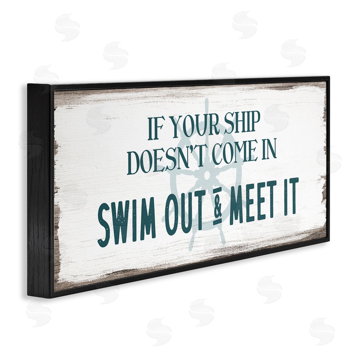 Stupell Studio Ship Swim Out Meet It Sign Nautical Wheel