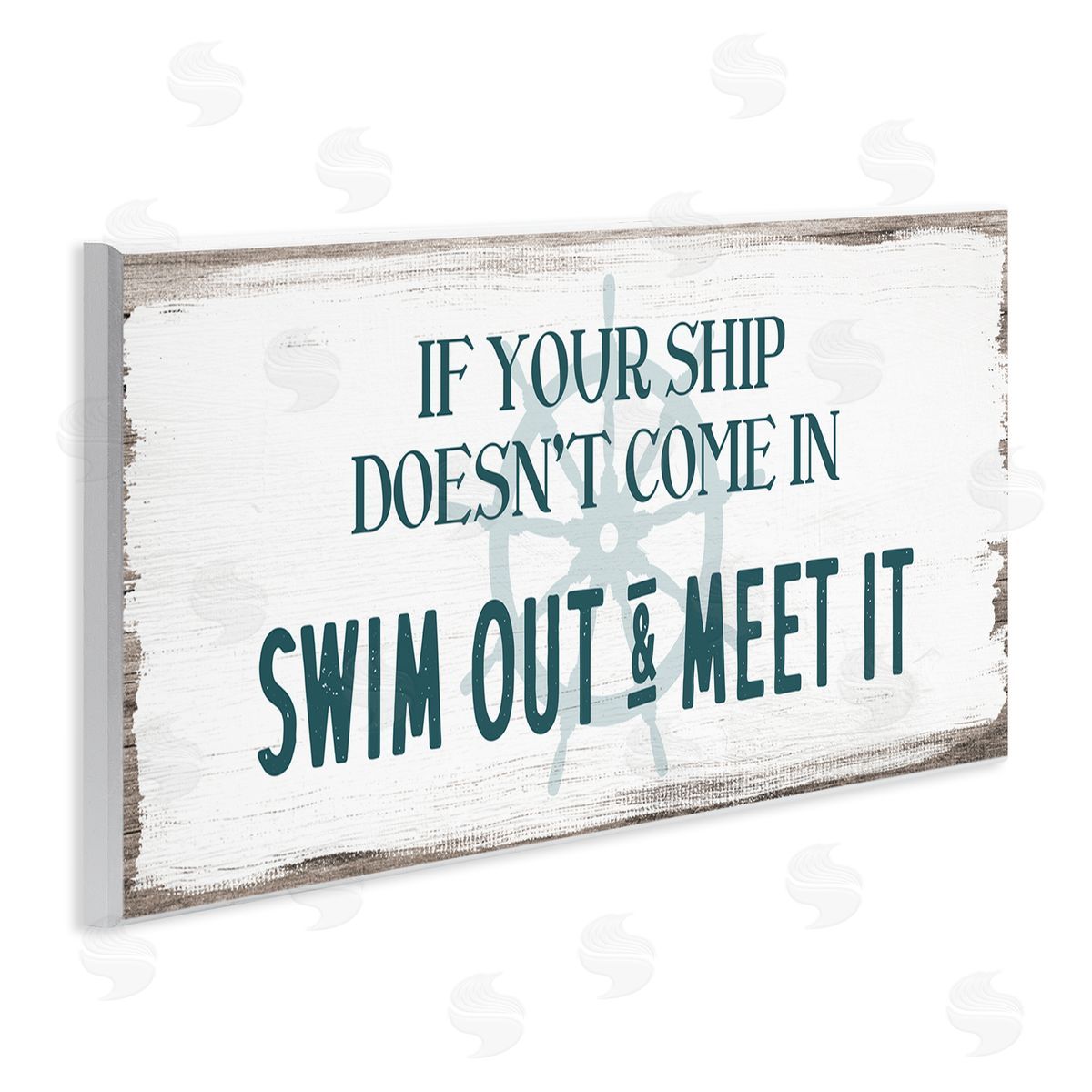 Stupell Studio Ship Swim Out Meet It Sign Nautical Wheel