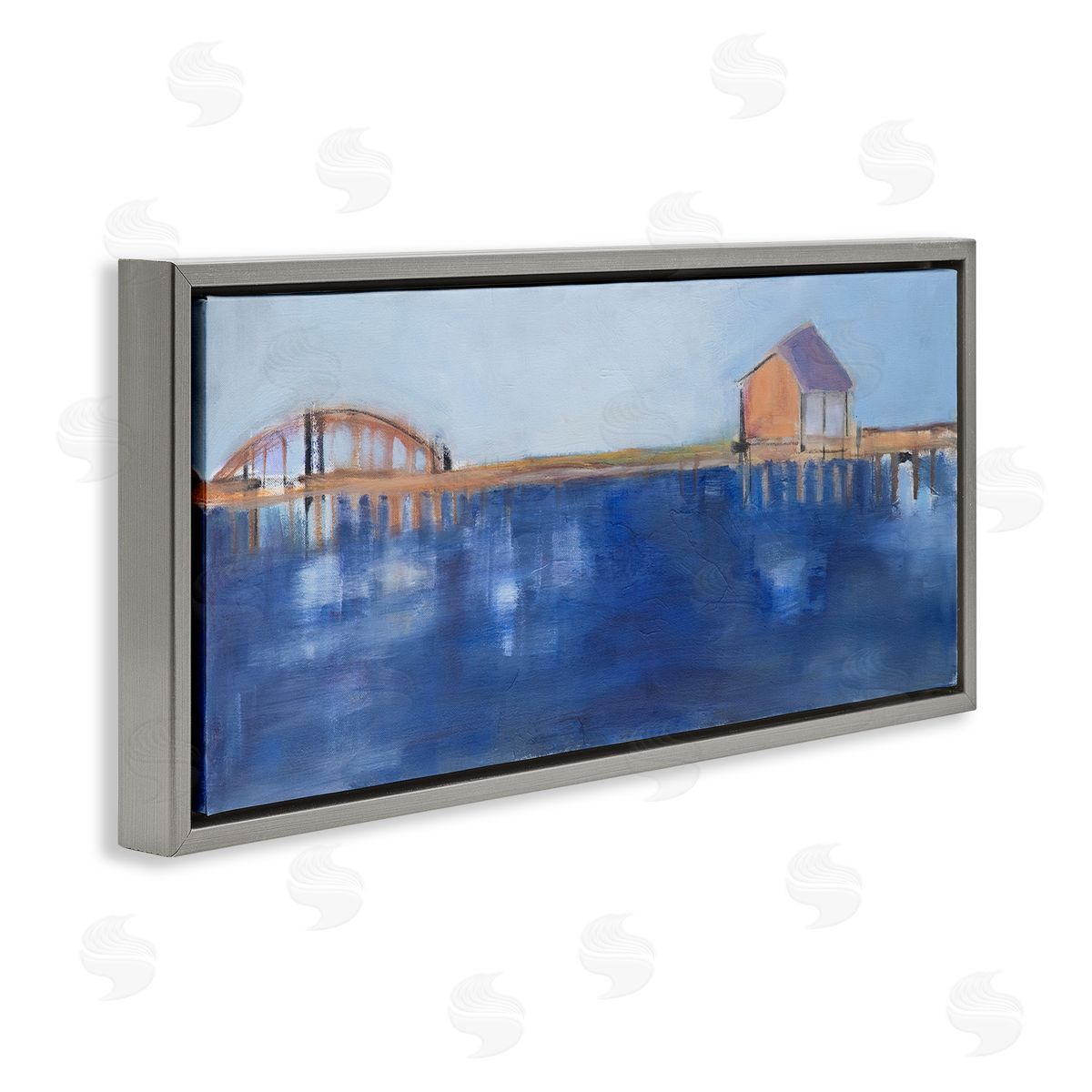 Susanne Marie Abstract Bay Landscape Deep Blue Water Bridge Architecture