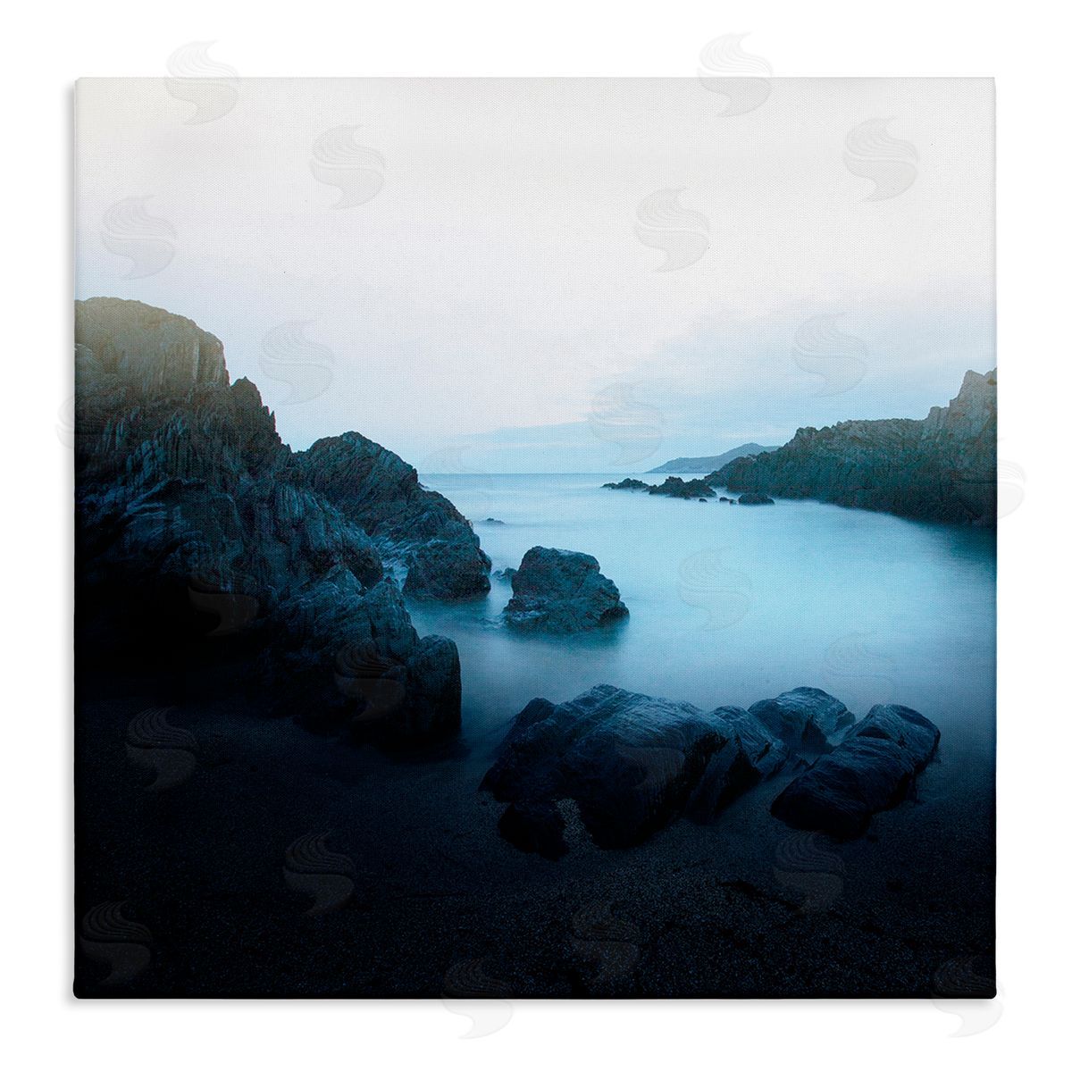 Ian Winstanley Blue Ocean Cove Cliff Landscape Morning Misty Sky Stretched Canvas Wall Art Print