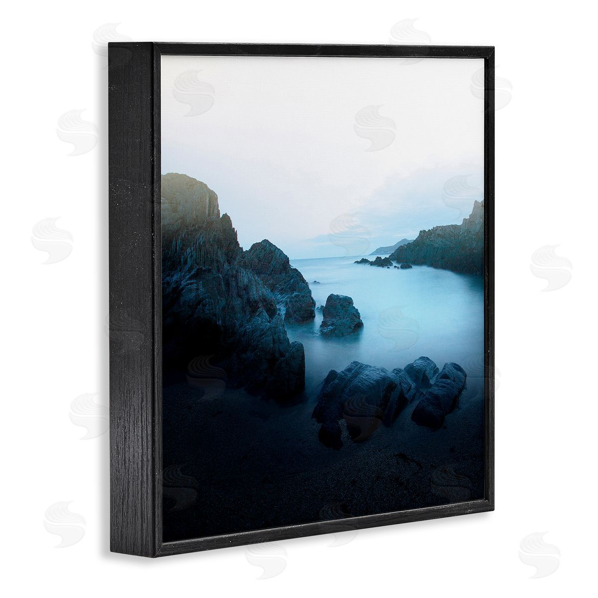 Ian Winstanley Blue Ocean Cove Cliff Landscape Morning Misty Sky Black Framed Glicee Wall Art Print