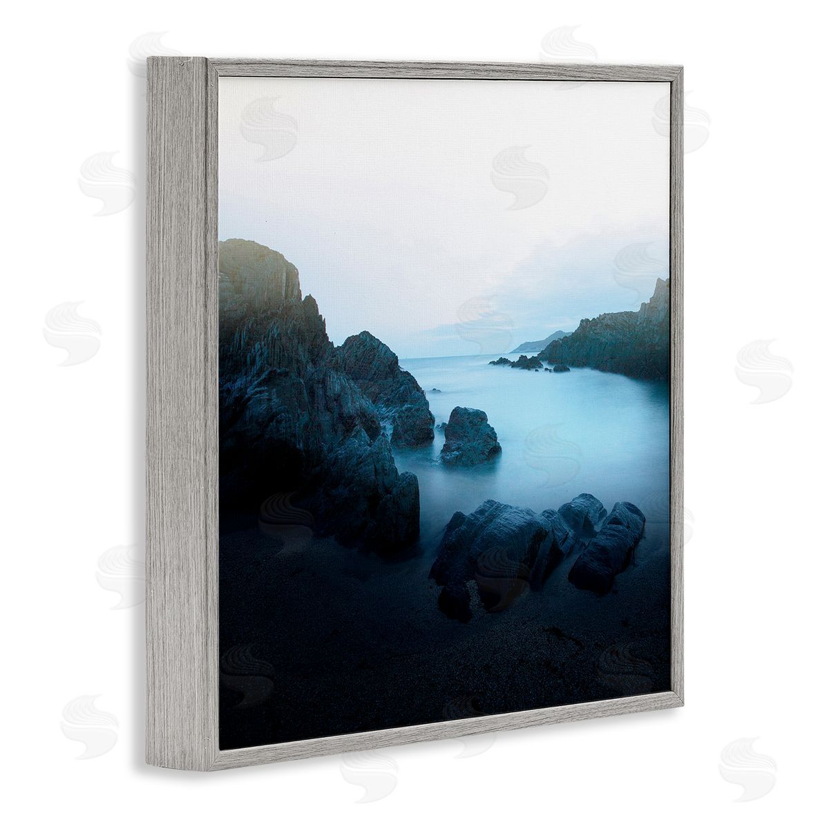 Ian Winstanley Blue Ocean Cove Cliff Landscape Morning Misty Sky Gray Framed Glicee Wall Art Print