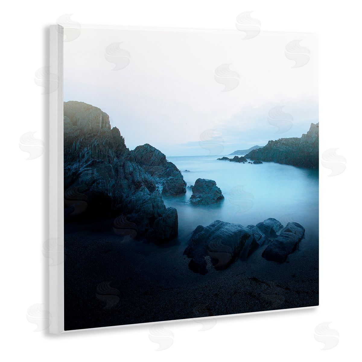 Ian Winstanley Blue Ocean Cove Cliff Landscape Morning Misty Sky Wooden Wall Plaque Art Print