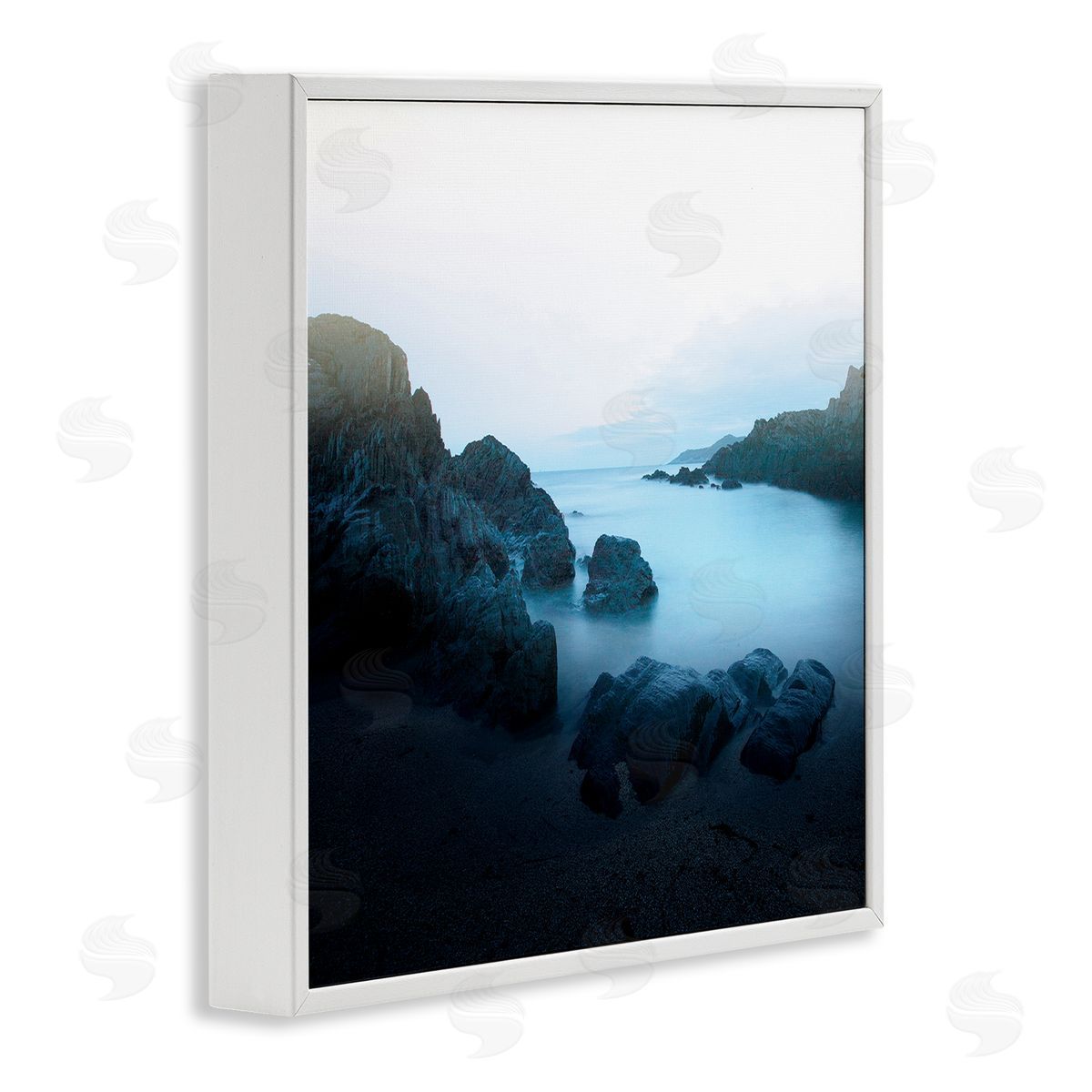 Ian Winstanley Blue Ocean Cove Cliff Landscape Morning Misty Sky White Framed Glicee Wall Art Print