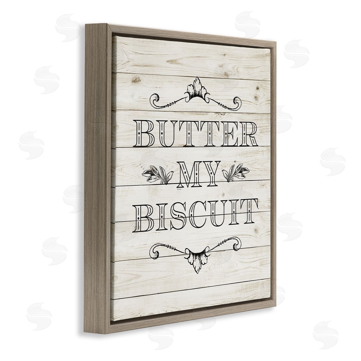 SD Graphics Studio Butter My Biscuit Sign Charming Beige Country Pattern Brown Floating Frame Canvas Wall Art Print