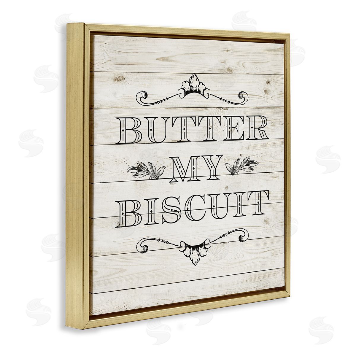SD Graphics Studio Butter My Biscuit Sign Charming Beige Country Pattern Gold Floating Frame Canvas Wall Art Print