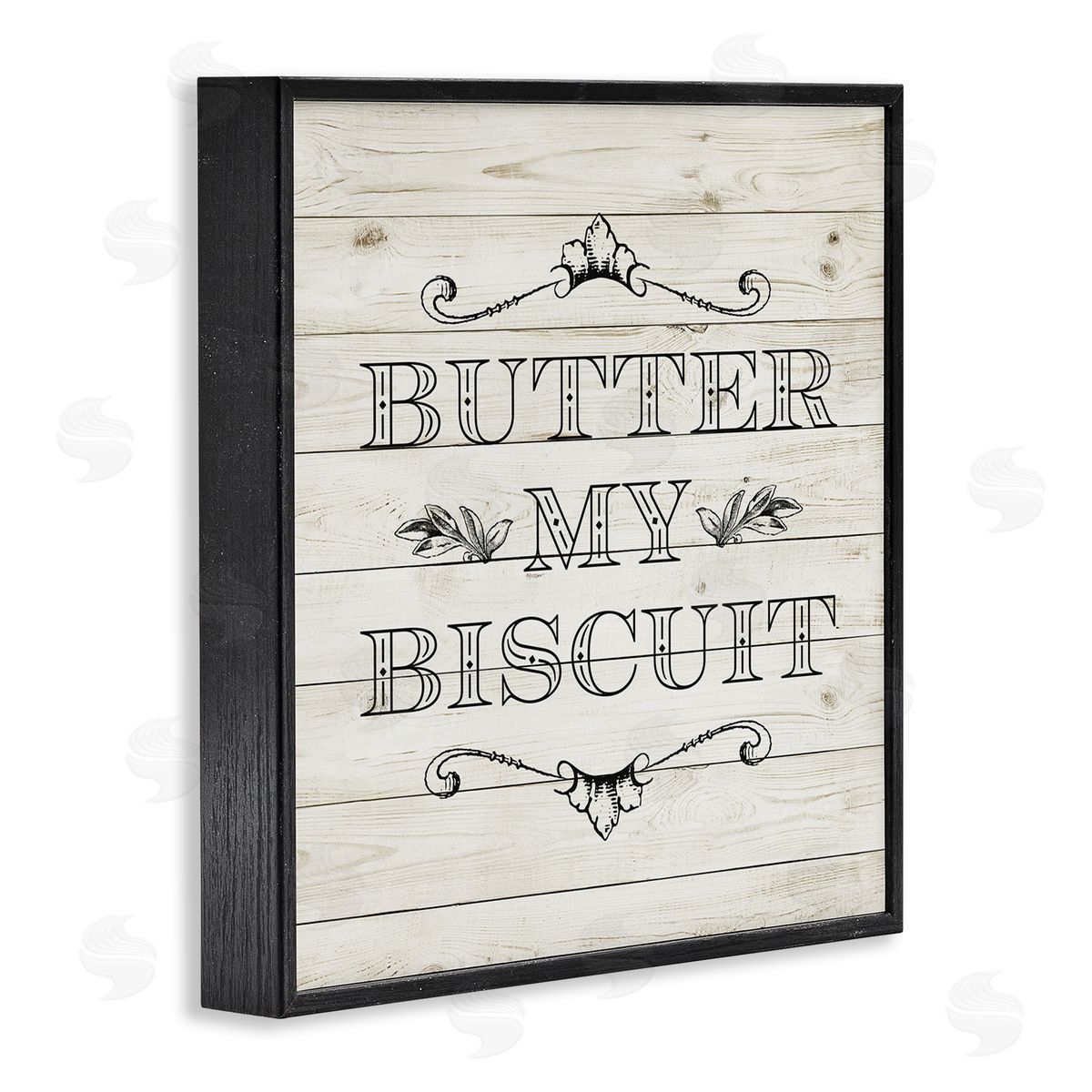 SD Graphics Studio Butter My Biscuit Sign Charming Beige Country Pattern Black Framed Glicee Wall Art Print