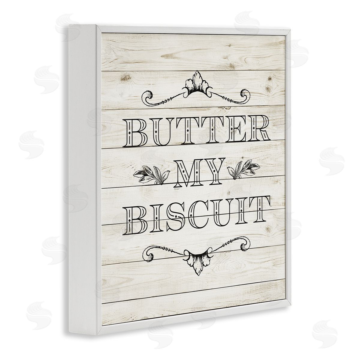 SD Graphics Studio Butter My Biscuit Sign Charming Beige Country Pattern White Framed Glicee Wall Art Print