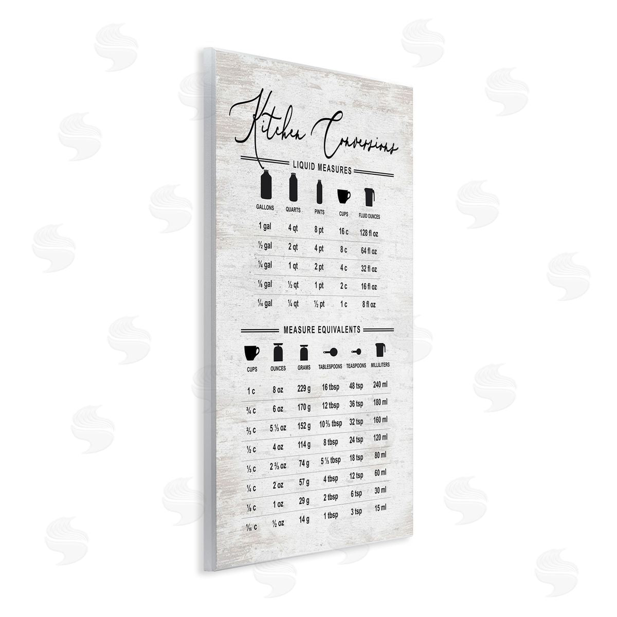 Traditional Kitchen Conversion Chart Wood Plaque Wall Art, Home Decor by Lettered and Lined