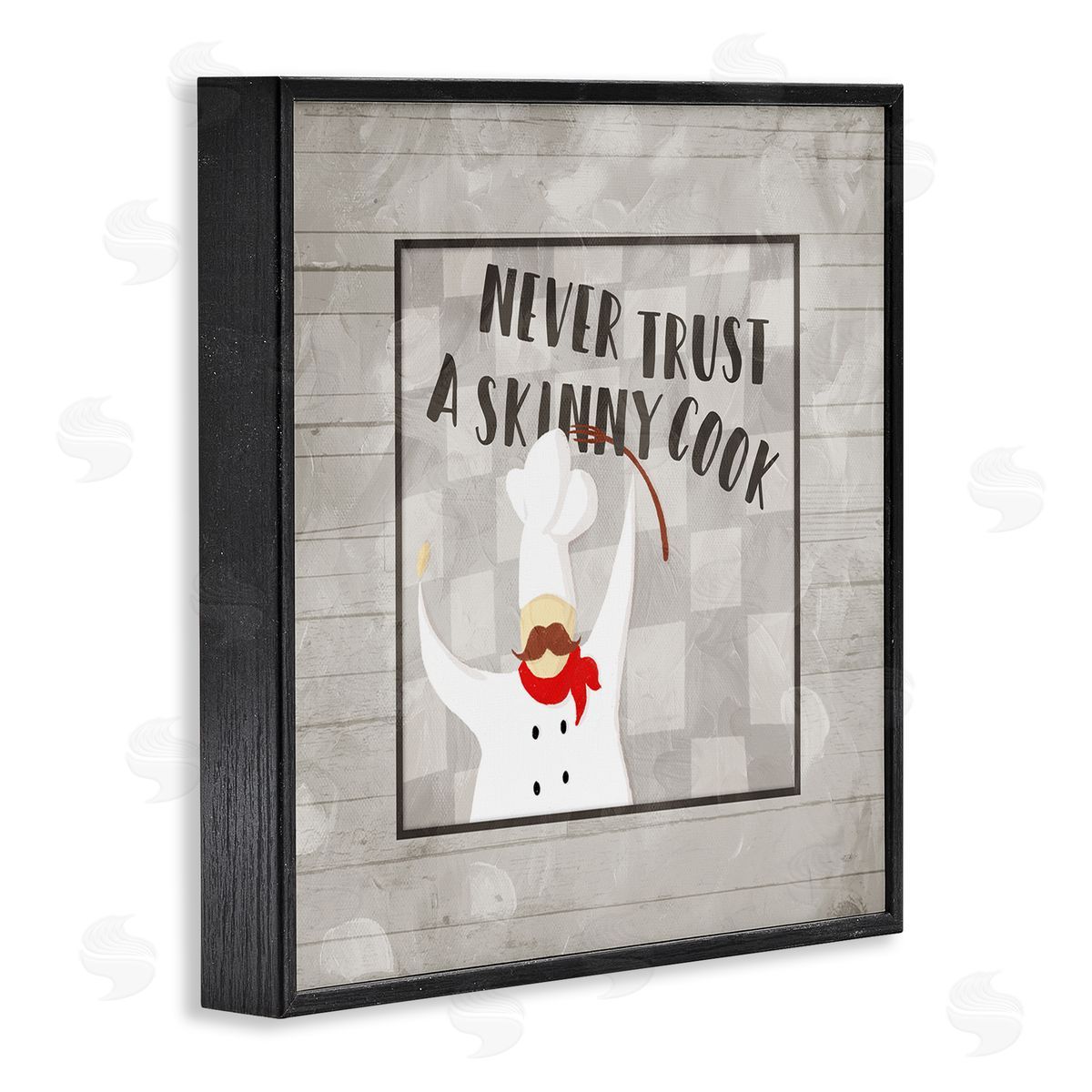Milli Villa Never Trust Skinny Cook Phrase French Mustache Chef Black Framed Glicee Wall Art Print