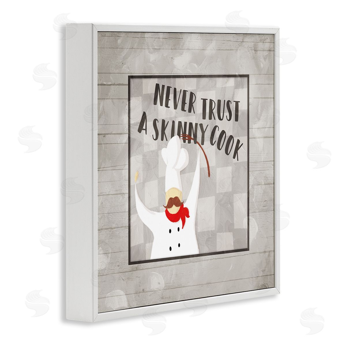 Milli Villa Never Trust Skinny Cook Phrase French Mustache Chef White Framed Glicee Wall Art Print
