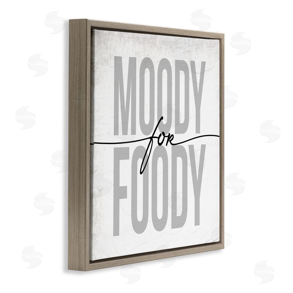 Stupell Studio Moody for Foody Phrase Minimal Kitchen Text Brown Floating Frame Canvas Wall Art Print