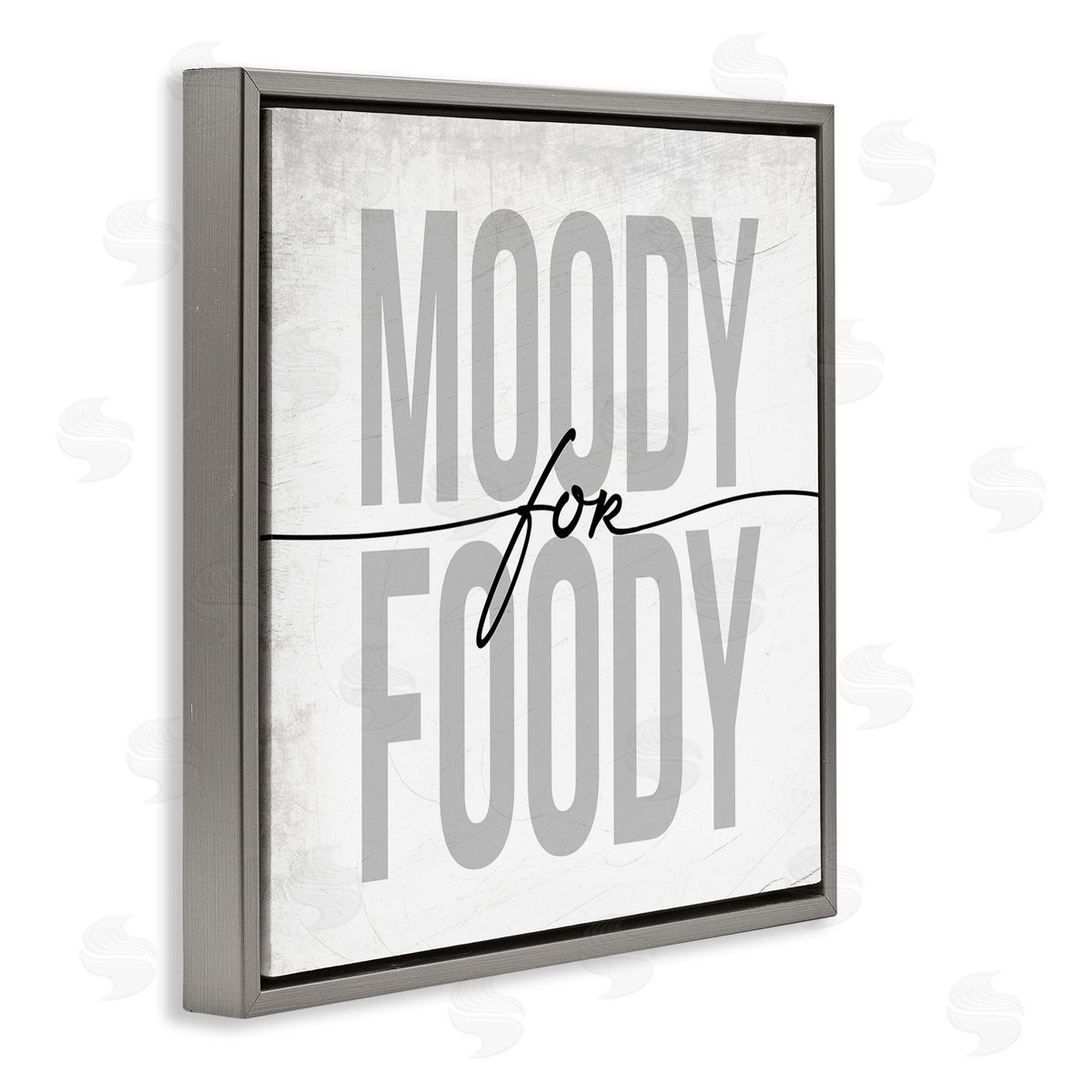 Stupell Studio Moody for Foody Phrase Minimal Kitchen Text Gray Floating Frame Canvas Wall Art Print