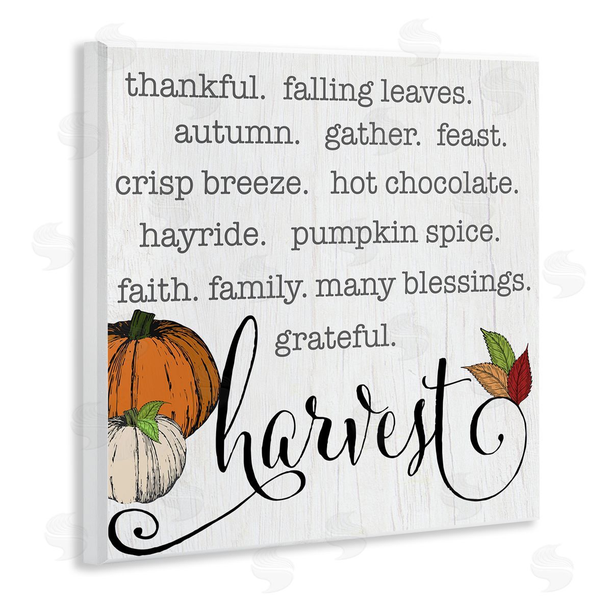 CAD Designs Fall Harvest Phrase List Farm Pumpkins Autumn Leaves Wooden Wall Plaque Art Print