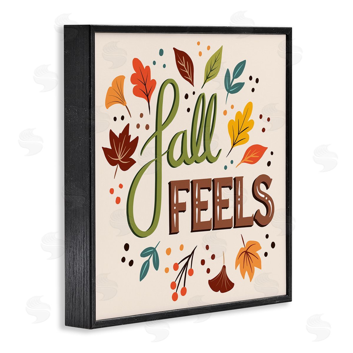 Jo Taylor Fall Feels Phrase Festive Harvest Foliage Autumn Leaves Black Framed Glicee Wall Art Print