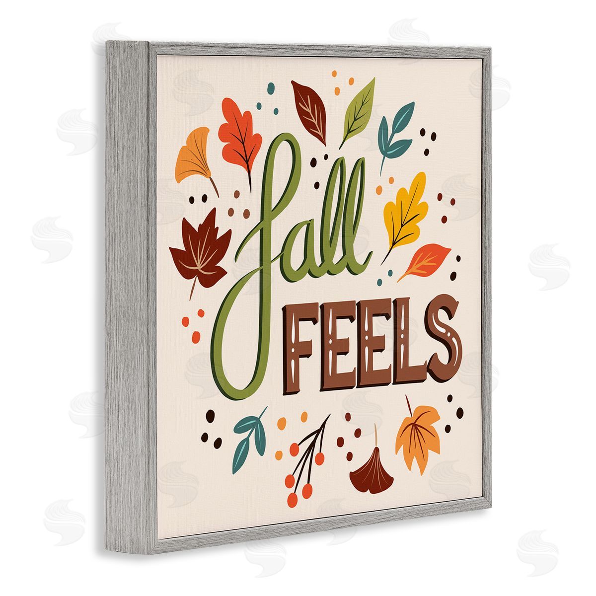 Jo Taylor Fall Feels Phrase Festive Harvest Foliage Autumn Leaves Gray Framed Glicee Wall Art Print