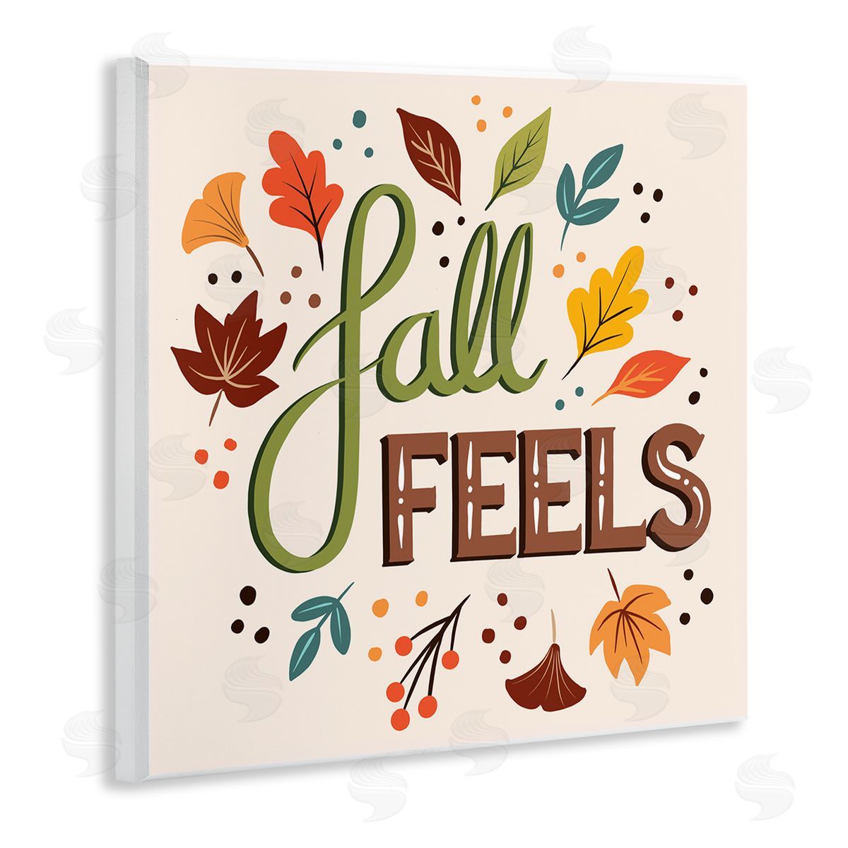 Jo Taylor Fall Feels Phrase Festive Harvest Foliage Autumn Leaves Wooden Wall Plaque Art Print