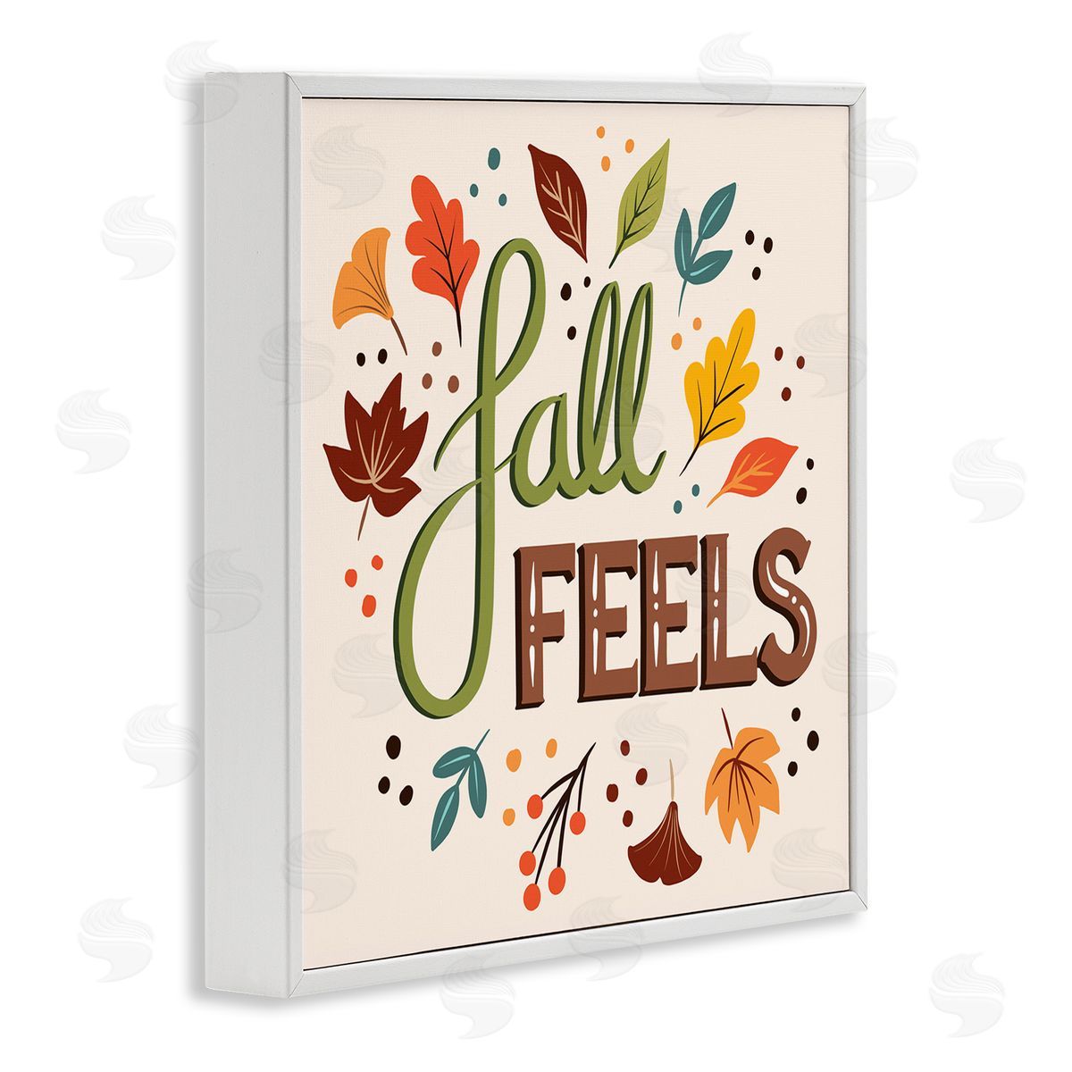 Jo Taylor Fall Feels Phrase Festive Harvest Foliage Autumn Leaves White Framed Glicee Wall Art Print