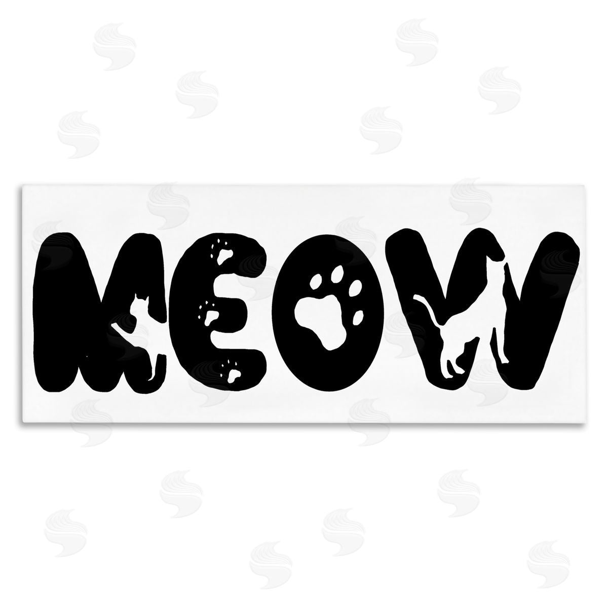 SD Graphics Studio Meow Phrase Cat Paw Print Typography Minimal Black