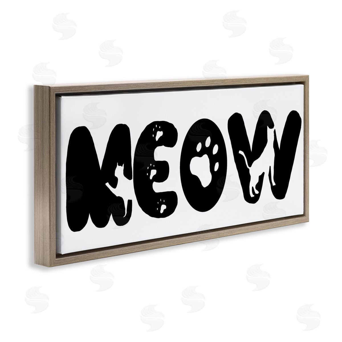 SD Graphics Studio Meow Phrase Cat Paw Print Typography Minimal Black