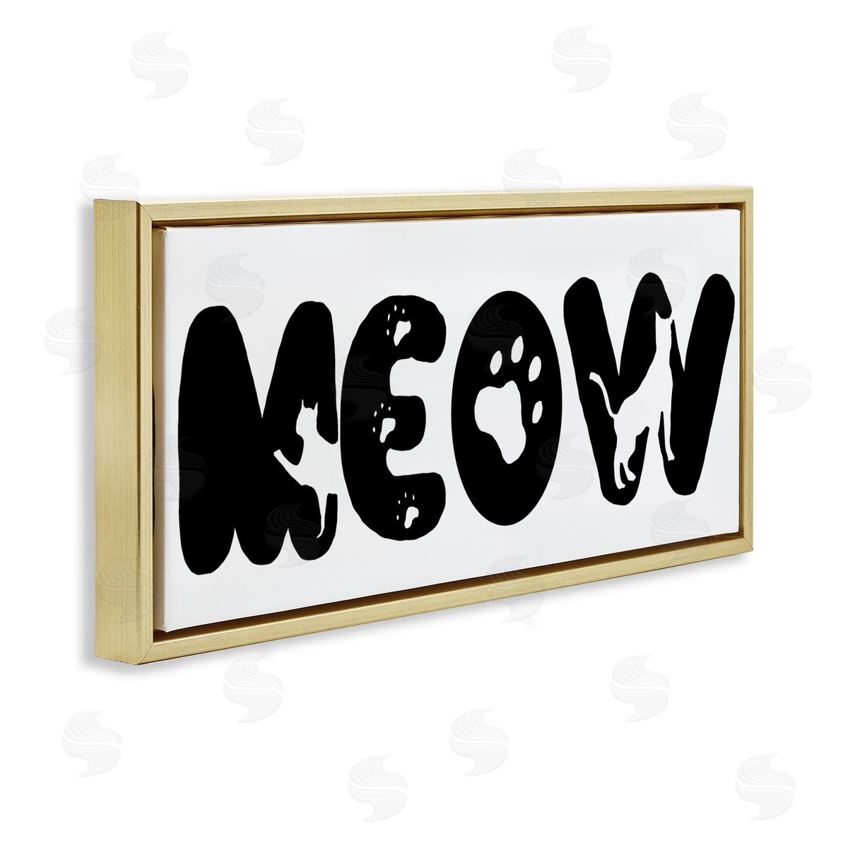 SD Graphics Studio Meow Phrase Cat Paw Print Typography Minimal Black