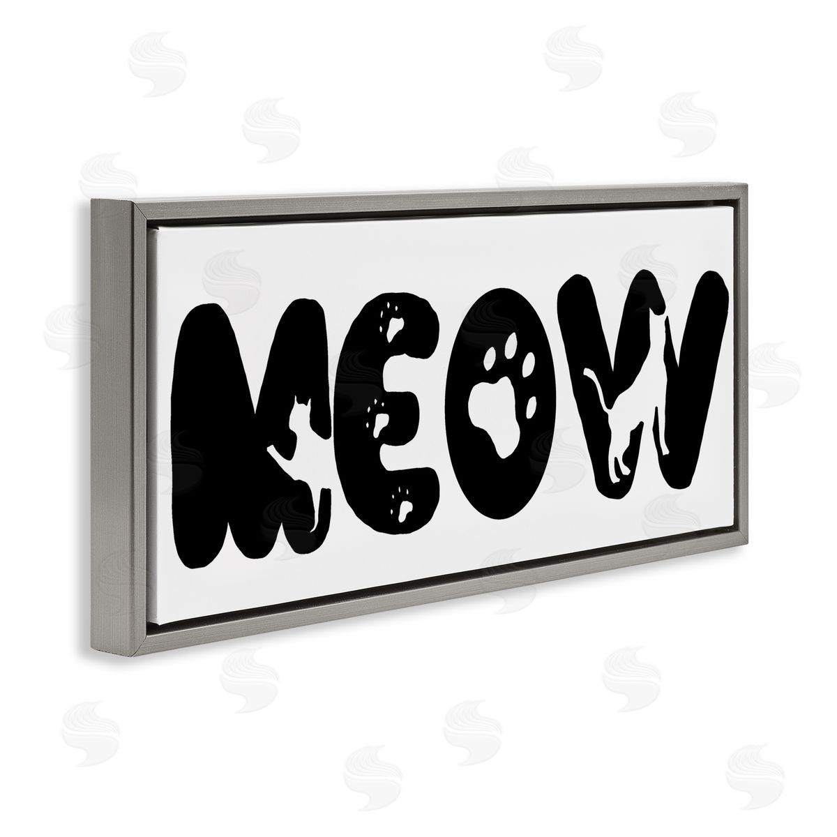 SD Graphics Studio Meow Phrase Cat Paw Print Typography Minimal Black