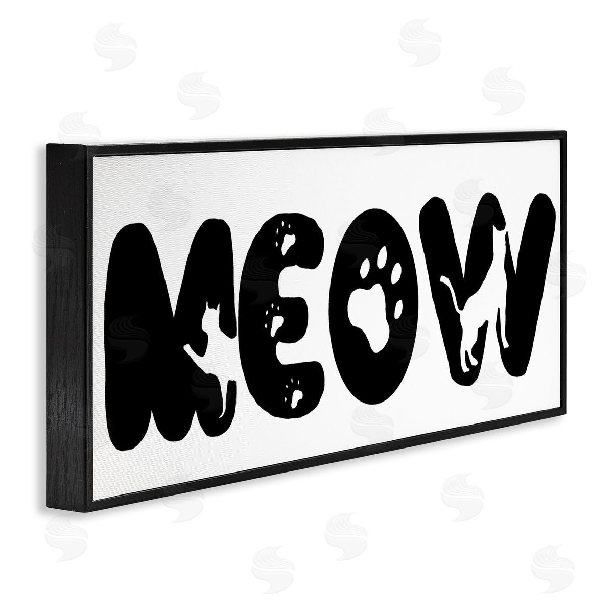 SD Graphics Studio Meow Phrase Cat Paw Print Typography Minimal Black