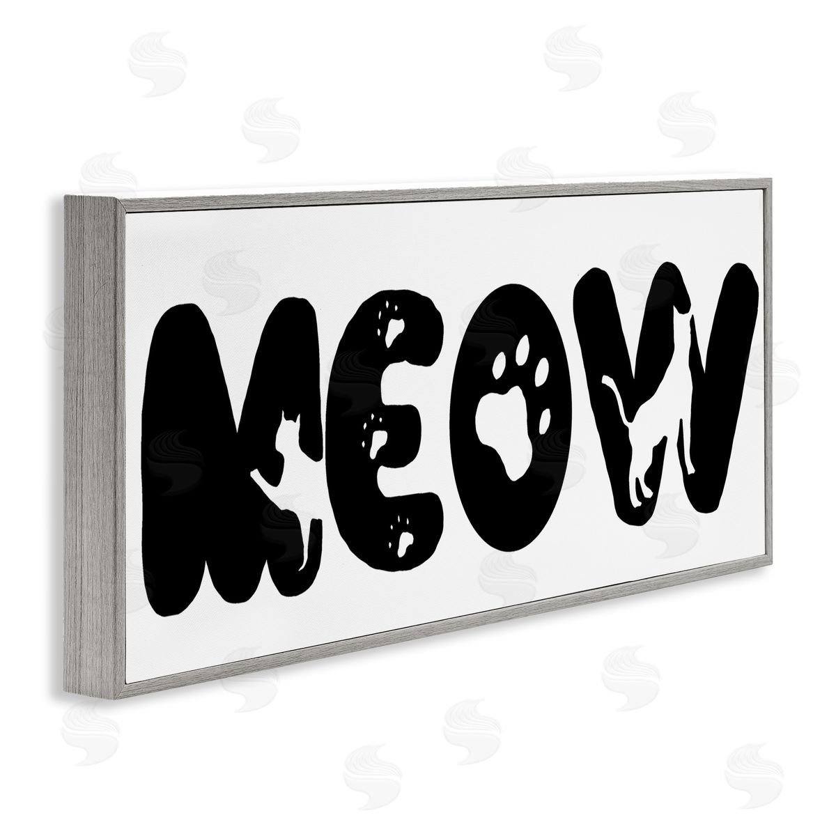SD Graphics Studio Meow Phrase Cat Paw Print Typography Minimal Black