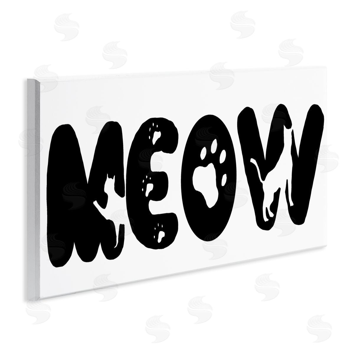 SD Graphics Studio Meow Phrase Cat Paw Print Typography Minimal Black