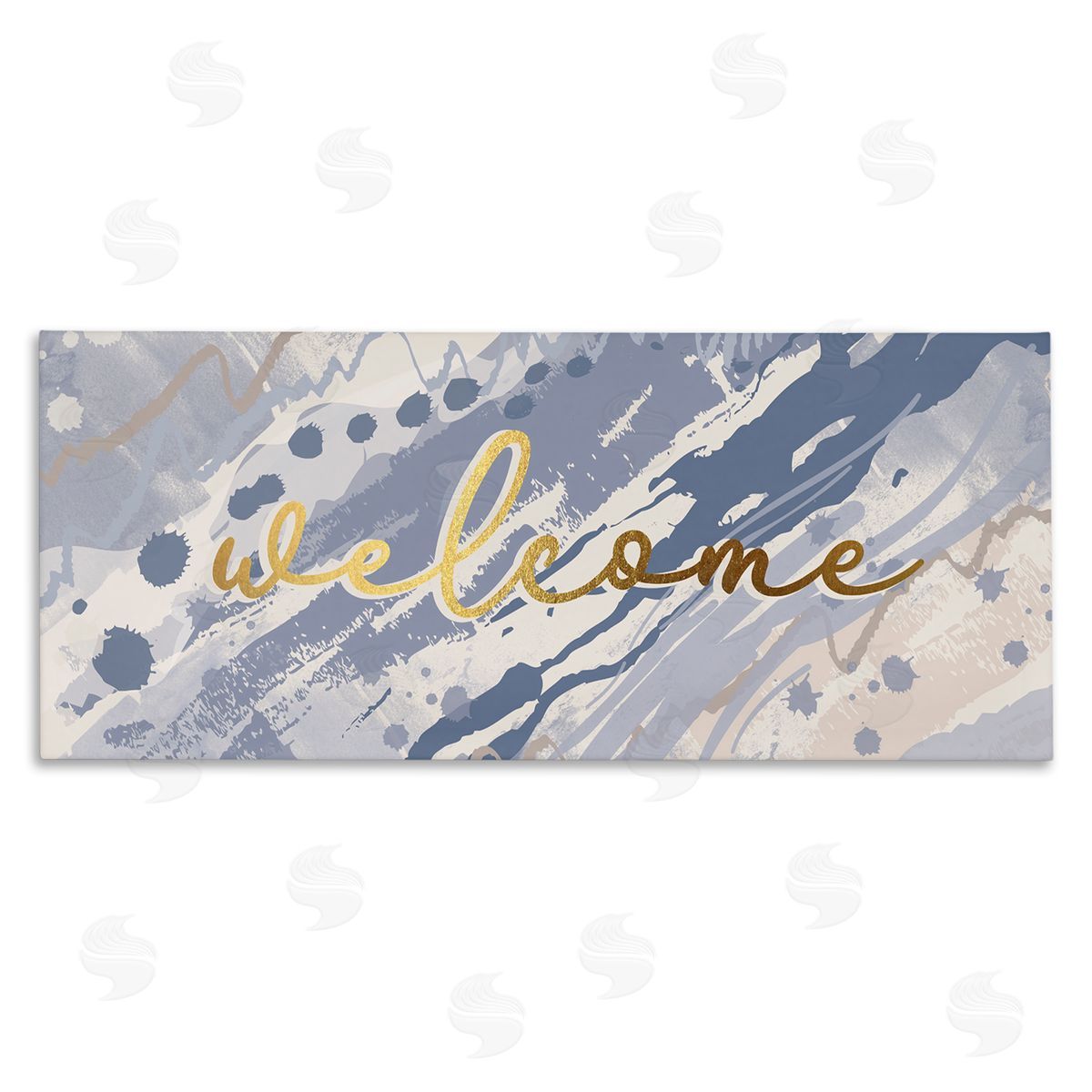 Jennifer Ellory Welcome Phrase Soft Blue Abstract Geode Pattern