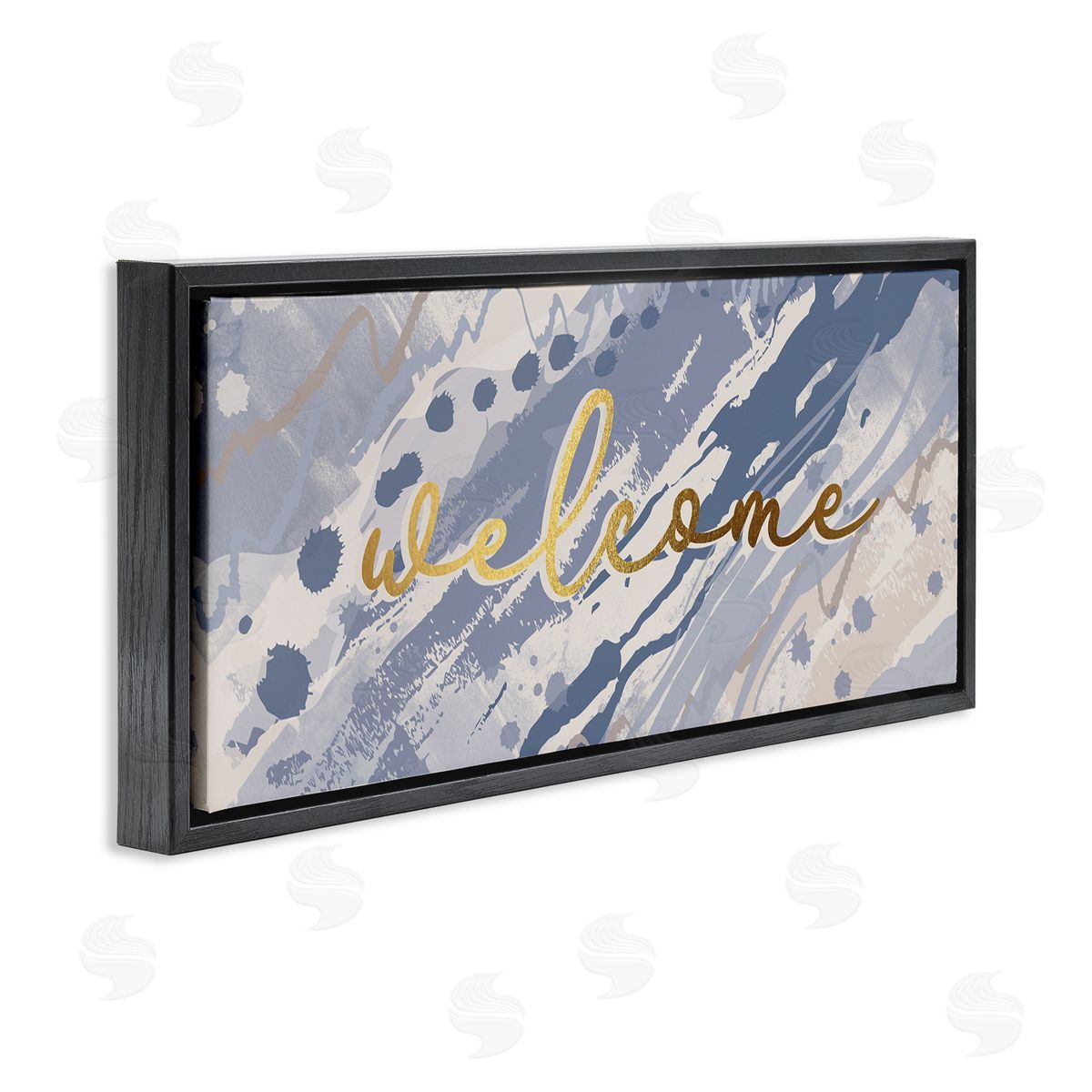 Jennifer Ellory Welcome Phrase Soft Blue Abstract Geode Pattern