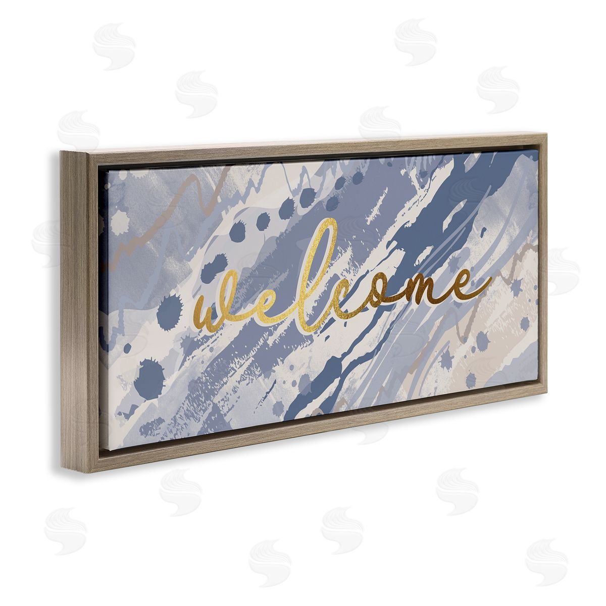 Jennifer Ellory Welcome Phrase Soft Blue Abstract Geode Pattern