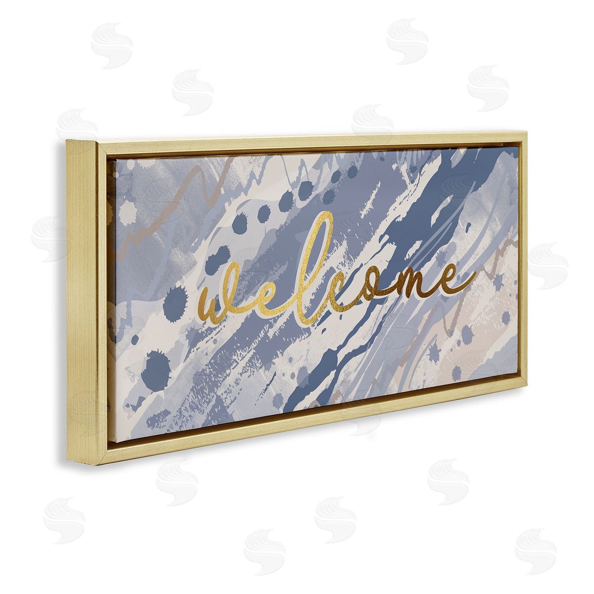 Jennifer Ellory Welcome Phrase Soft Blue Abstract Geode Pattern