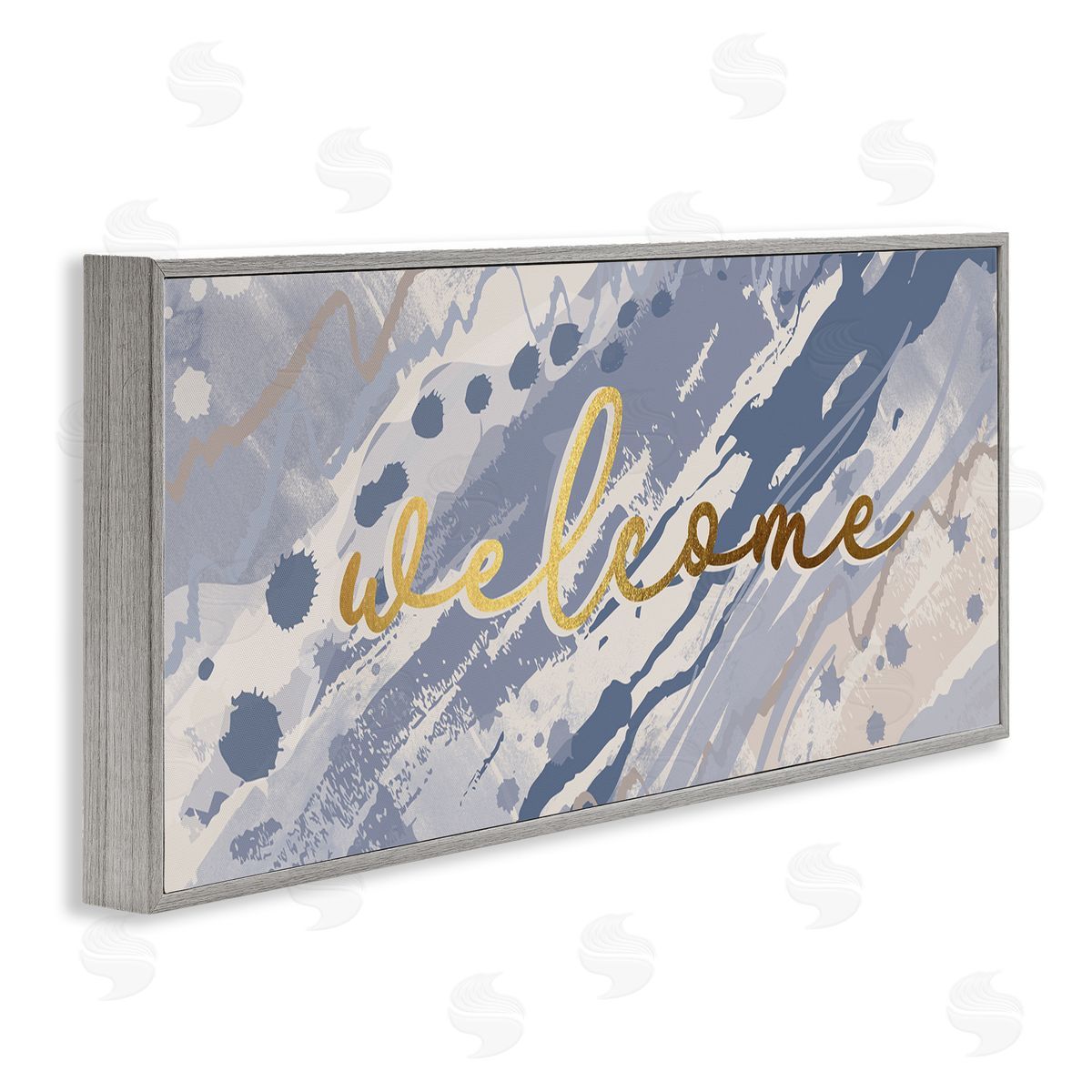 Jennifer Ellory Welcome Phrase Soft Blue Abstract Geode Pattern