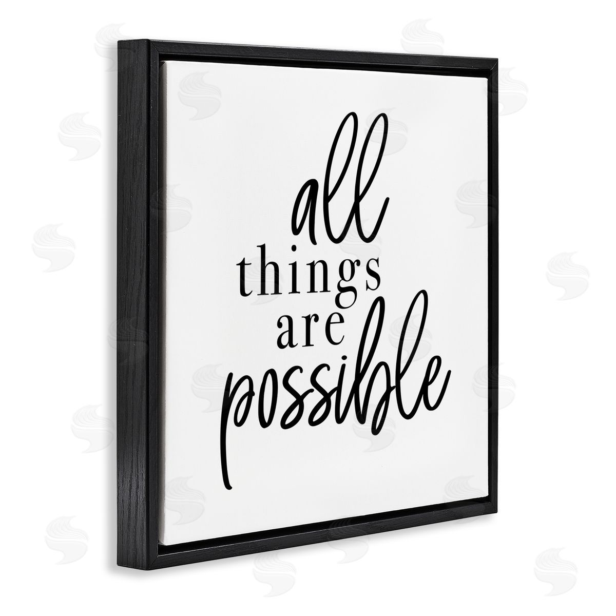 Jessica Mundo All Things Are Possible Motivational Phrase Minimal Typography Black Floating Frame Canvas Wall Art Print