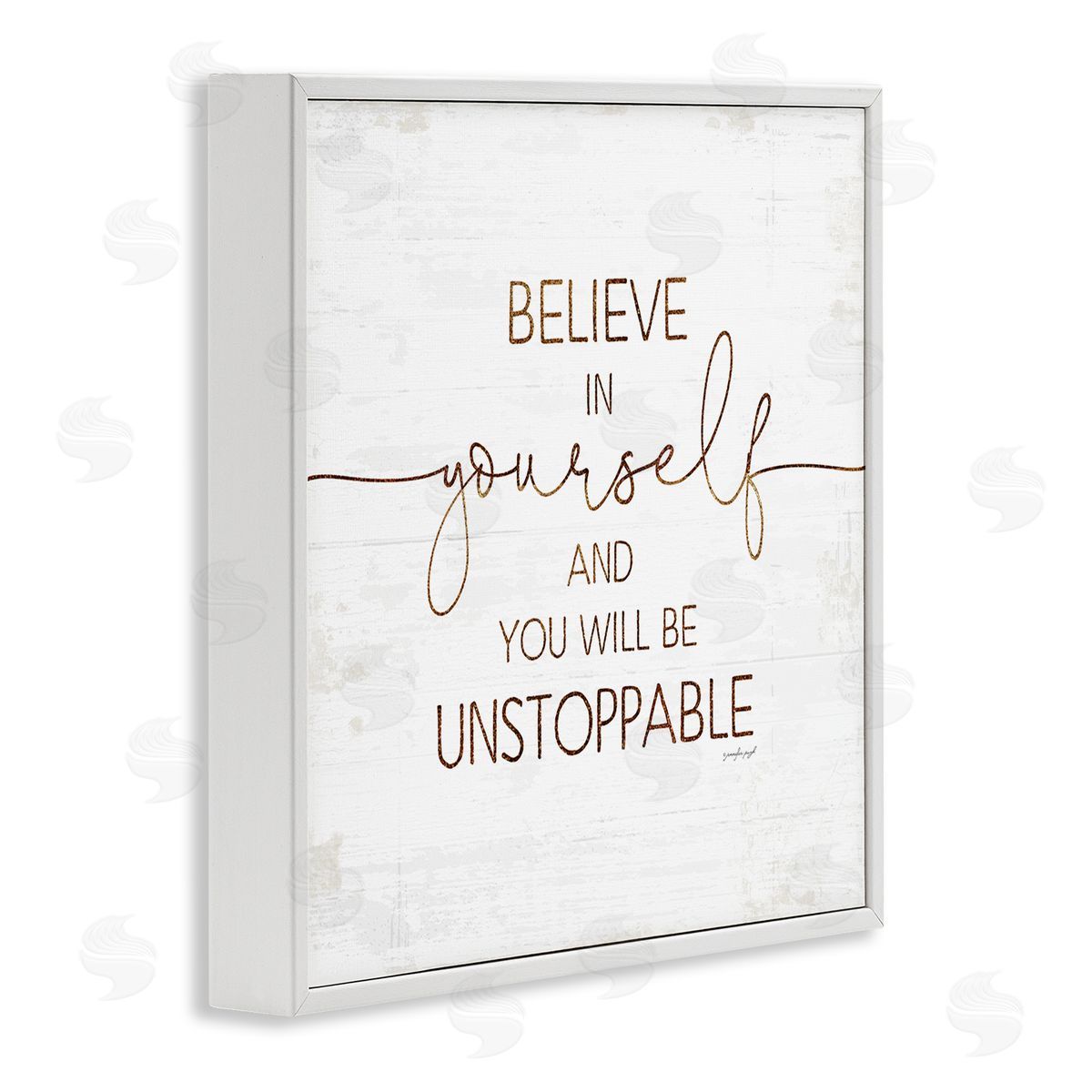 Believe In Yourself Be Unstoppable White Frame Print Wall Art, Home Decor by Jennifer Pugh