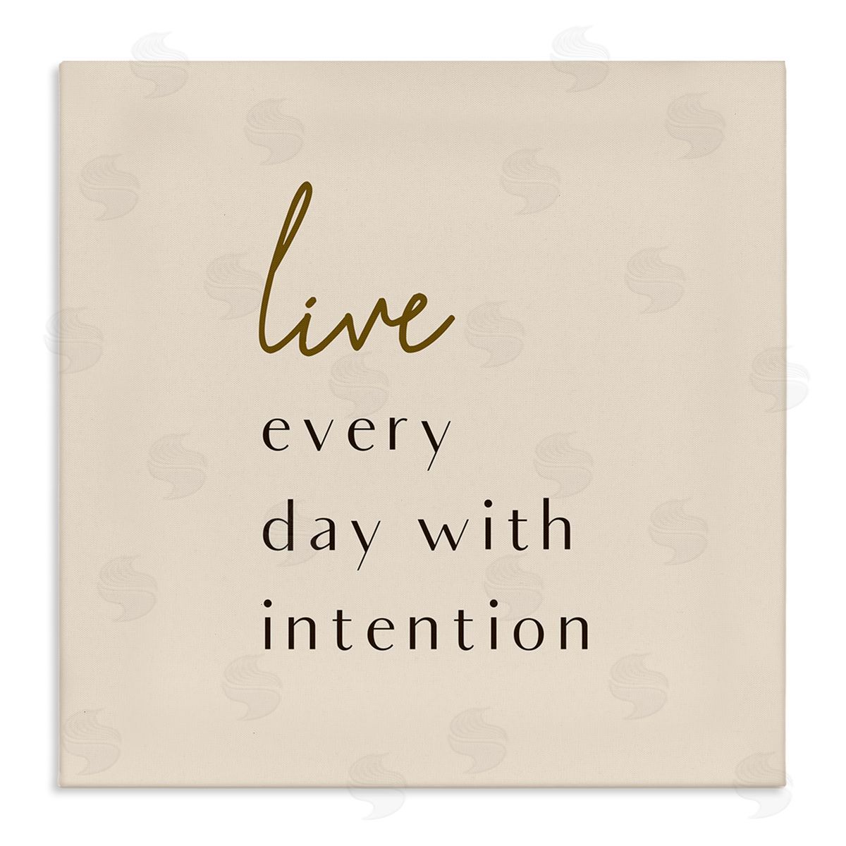 Birch & Ink Live Every Day With Intention Phrase Modern Typography Stretched Canvas Wall Art Print