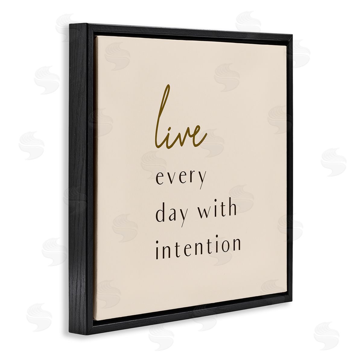 Birch & Ink Live Every Day With Intention Phrase Modern Typography Black Floating Frame Canvas Wall Art Print