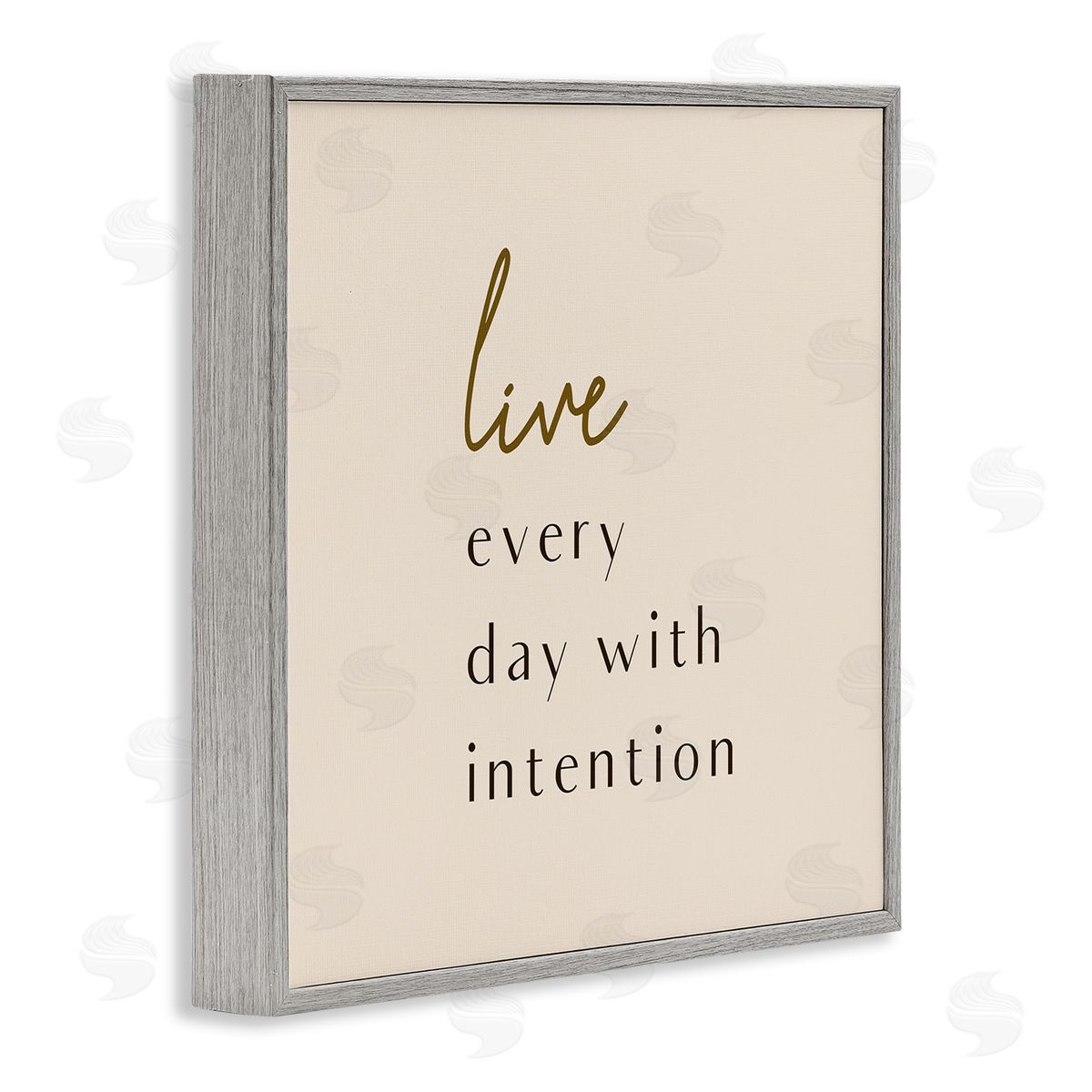 Birch & Ink Live Every Day With Intention Phrase Modern Typography Gray Framed Glicee Wall Art Print