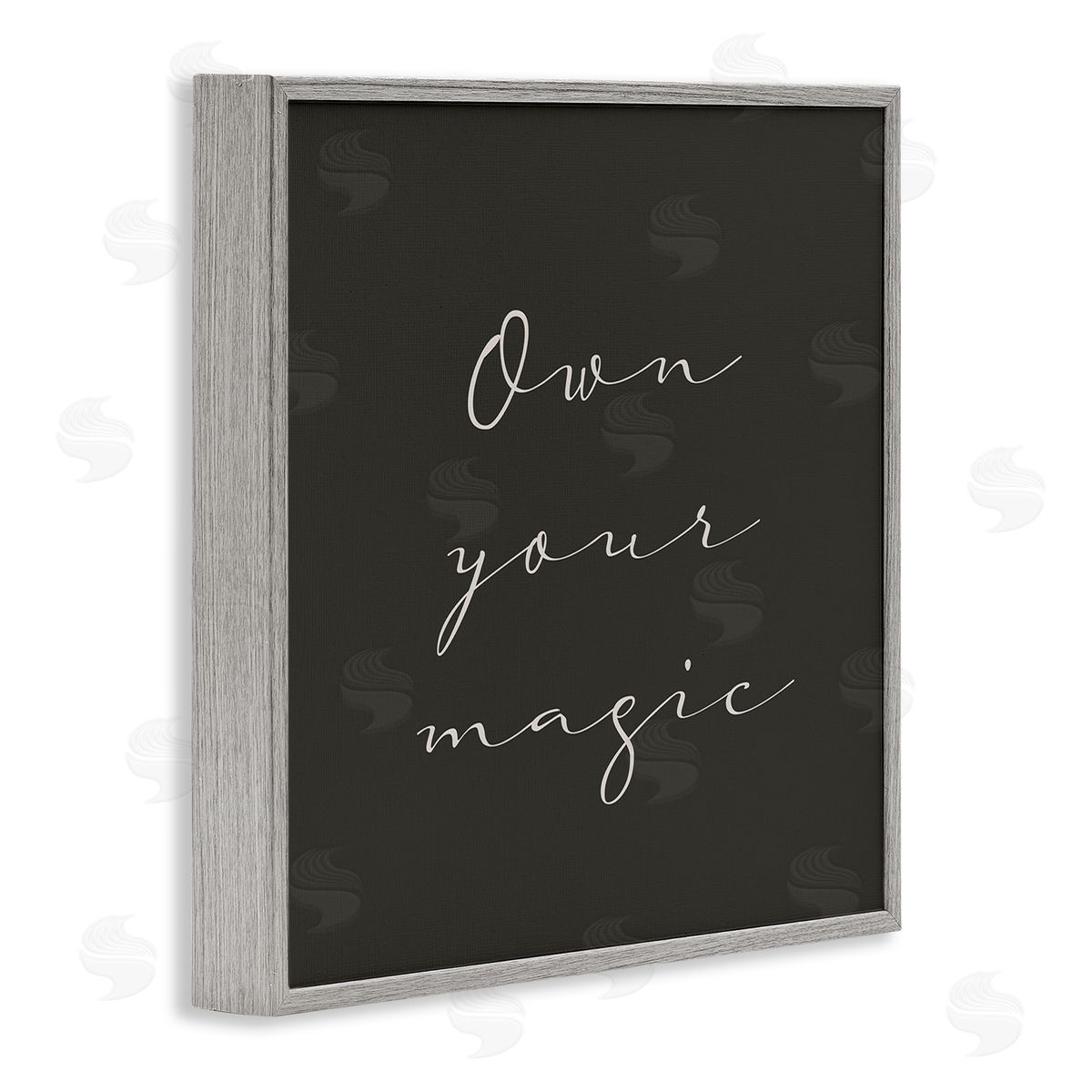 Birch & Ink Own Your Magic Phrase Minimal Cursive Typography Gray Framed Glicee Wall Art Print