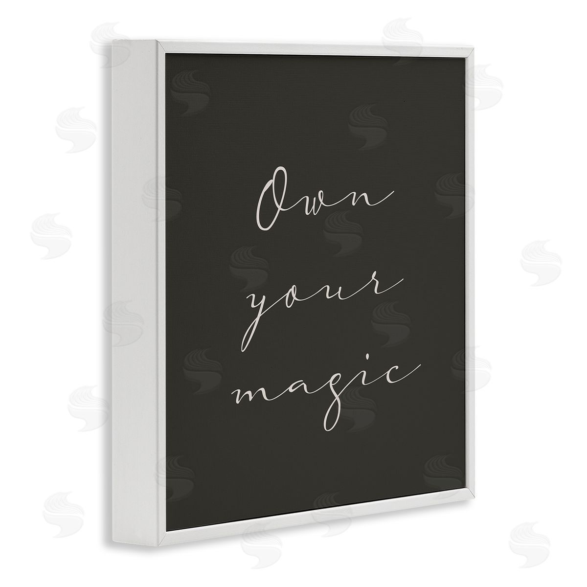 Birch & Ink Own Your Magic Phrase Minimal Cursive Typography White Framed Glicee Wall Art Print