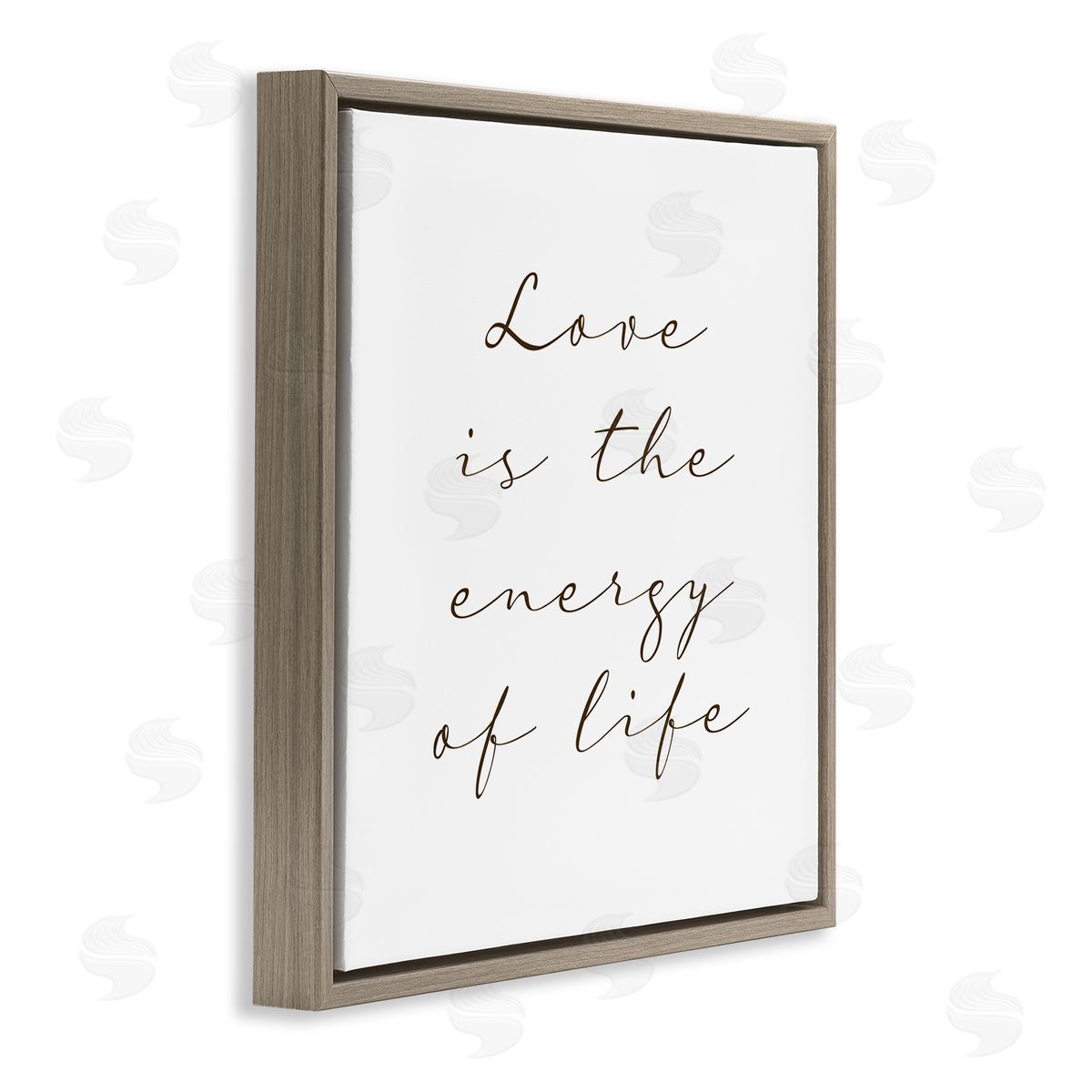 Birch & Ink Love Is Energy of Life Phrase Motivational Romantic Brown Floating Frame Canvas Wall Art Print